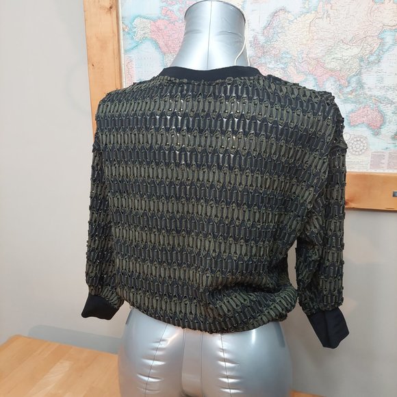ZARA WB Collection Long-Sleeved Top blend of Army Green/Black Women's Small - Picture 2 of 12